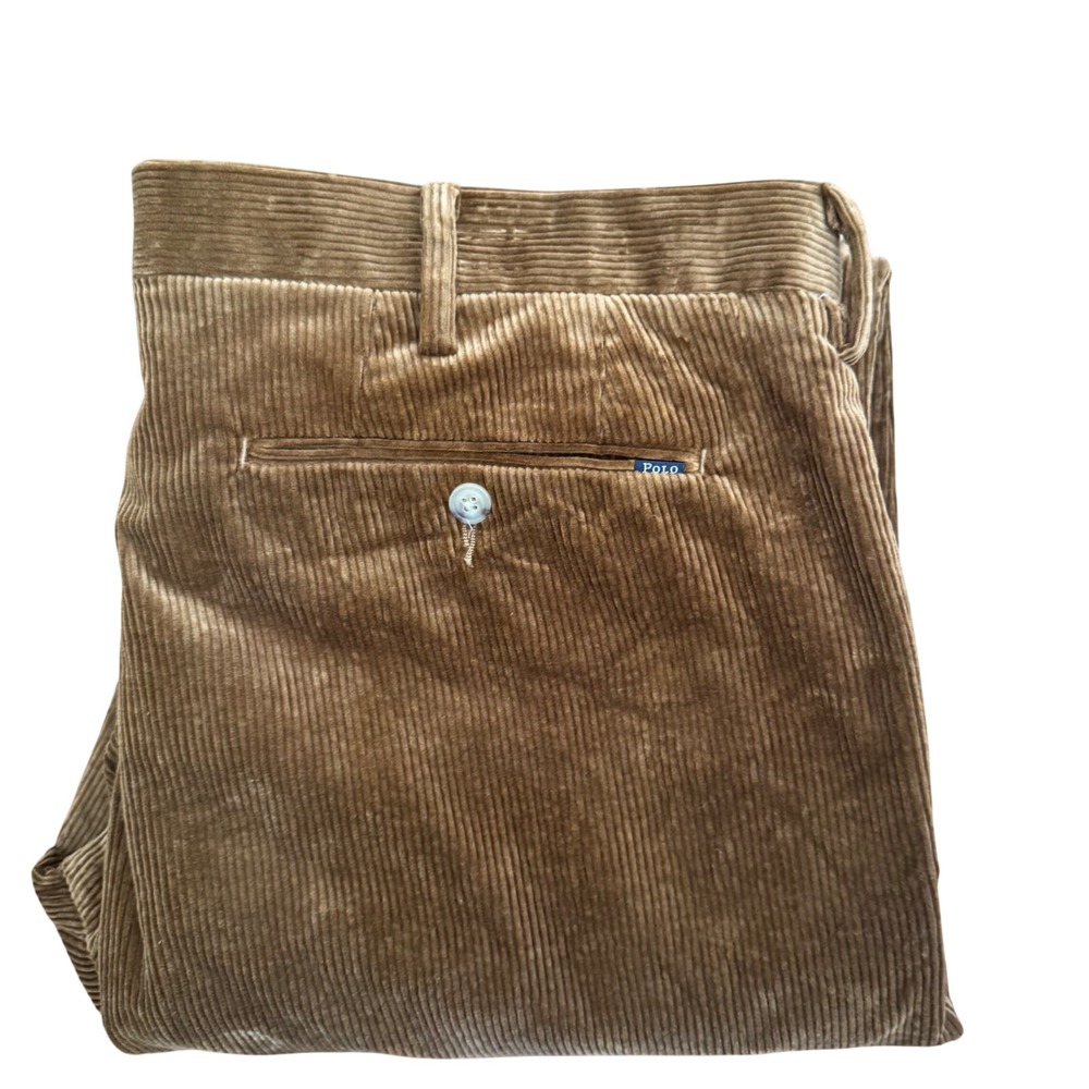 Polo Ralph Lauren Wide Wale Corduroy Pants Mens 36W 32L Tan Brown